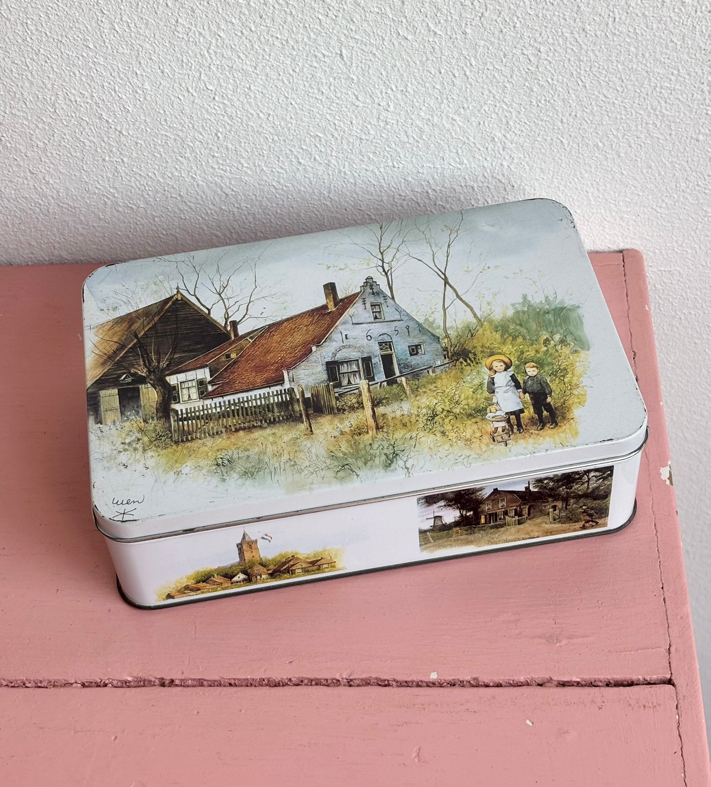 Vintage rien Poortvliet Koekblik, Verzamelen, Blikken, Ophalen, Zo goed als nieuw, Koek(jes)