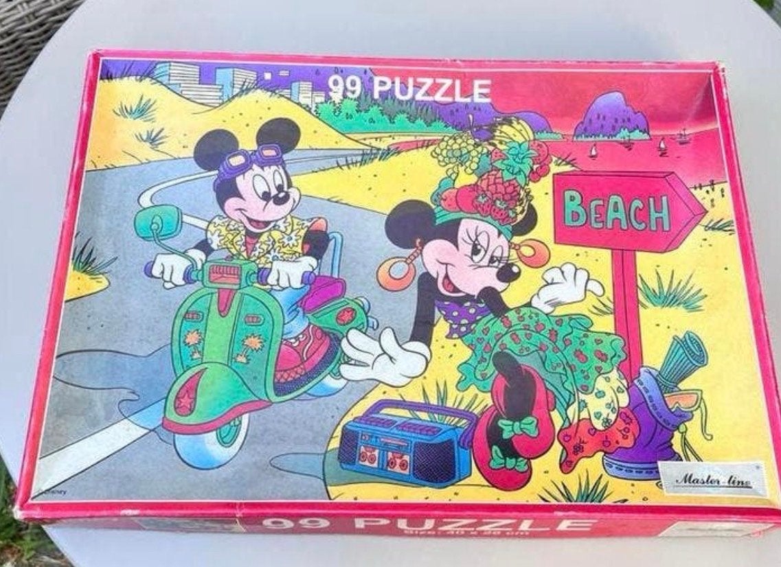 Vintage Disney Mickey & Minnie Mouse 99-stukjes puzzel, Ophalen of Verzenden, 10 tot 50 stukjes, Zo goed als nieuw, 6 jaar of ouder