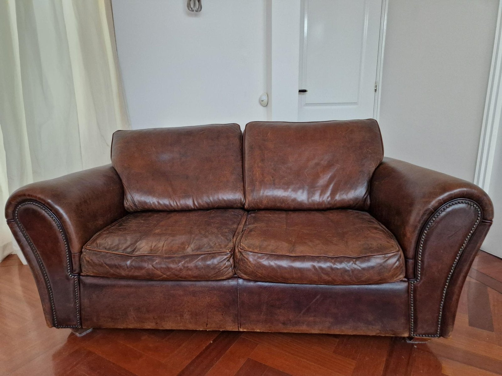 Leren Bank, Huis en Inrichting, Ophalen, Gebruikt, Vintage / Art Deco, 150 tot 200 cm