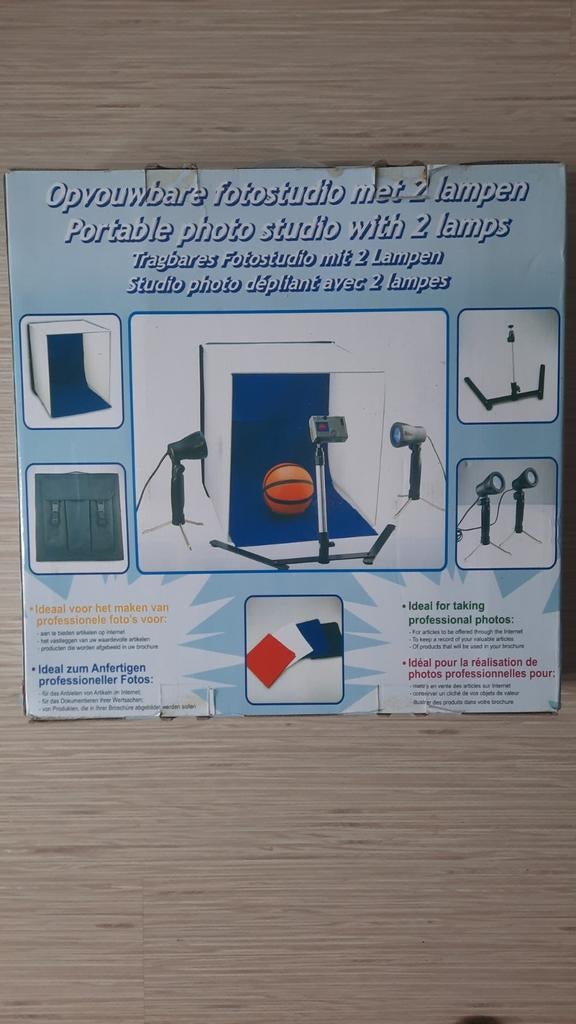Opvouwbare fotostudio met 2 lampen en achtergronden, Ophalen of Verzenden, Nieuw, Complete fotostudio