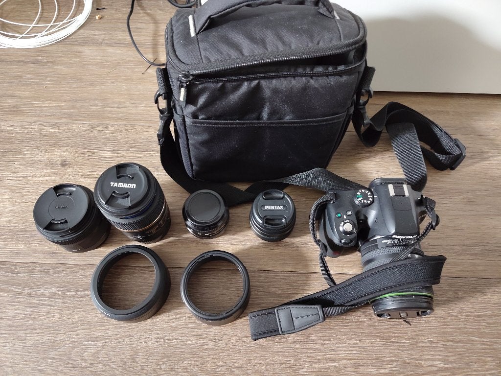 Pentax K-50 met 5 lenzen en tas, Ophalen of Verzenden, Gebruikt, Spiegelreflex, Pentax