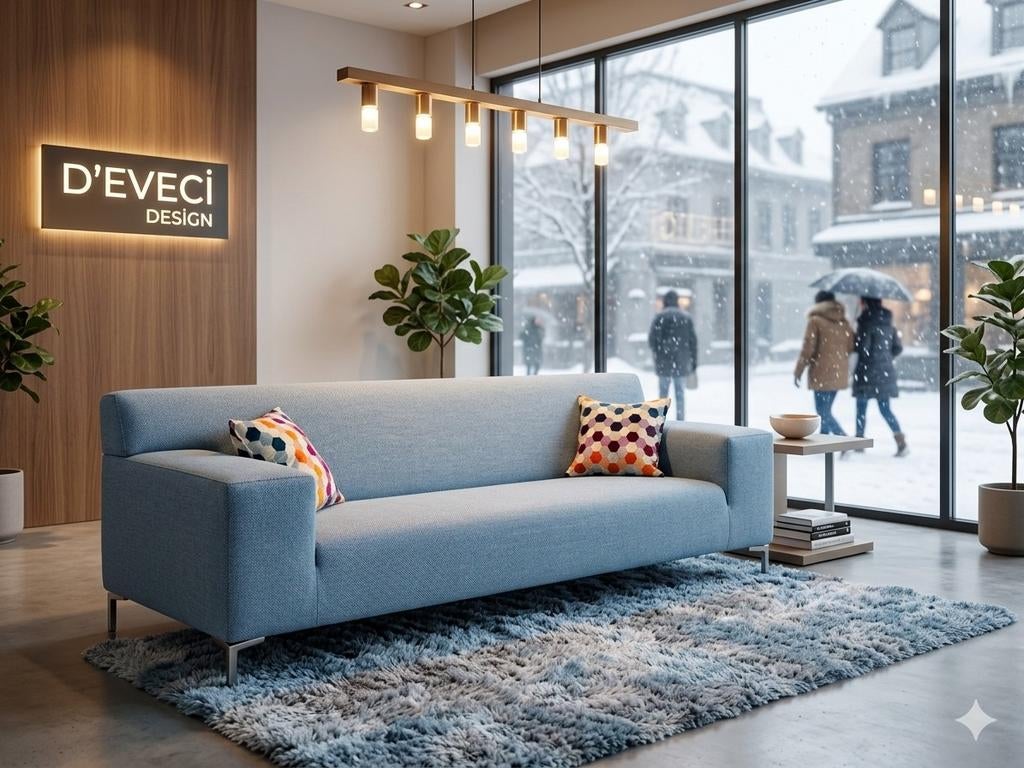 PODE BANK 3 -zitten Blauwe  wol bank met stoffen bekleding, Ophalen of Verzenden, Gebruikt, 75 tot 100 cm