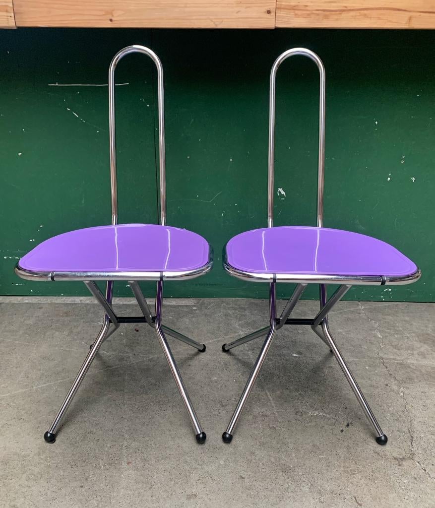 Paarse ISAK stoel per stuk IKEA - vintage retro klapstoel, Huis en Inrichting, Stoelen, Ophalen, Gebruikt, Twee, Overige kleuren