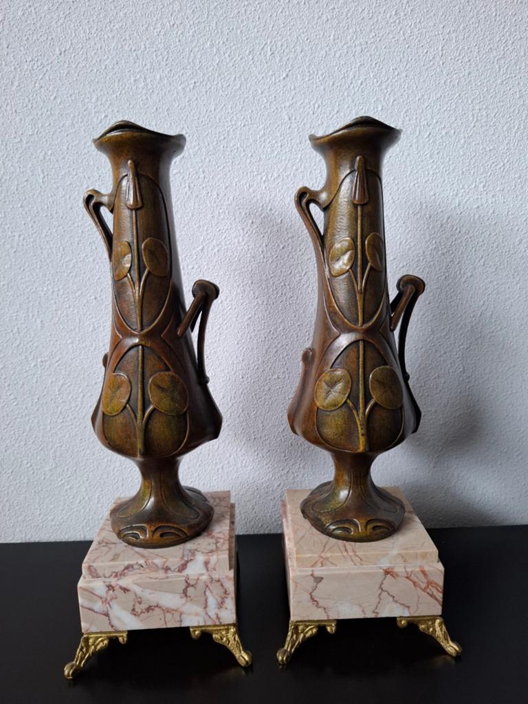 2 antieke kandelaars Jugendstill, Antiek en Kunst, Antiek | Vazen, Ophalen of Verzenden