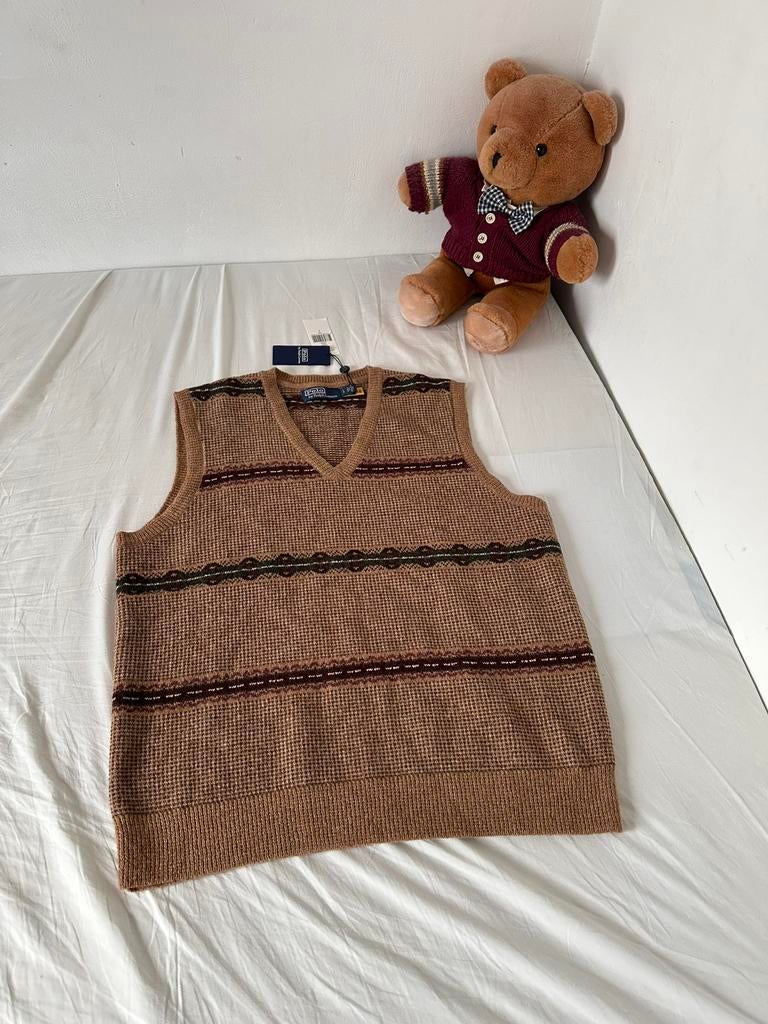 Nieuw Ralph Lauren faire isle V-neck spencer, Kleding | Heren, Truien en Vesten, Nieuw, Maat 52/54 (L), Bruin, Ophalen of Verzenden