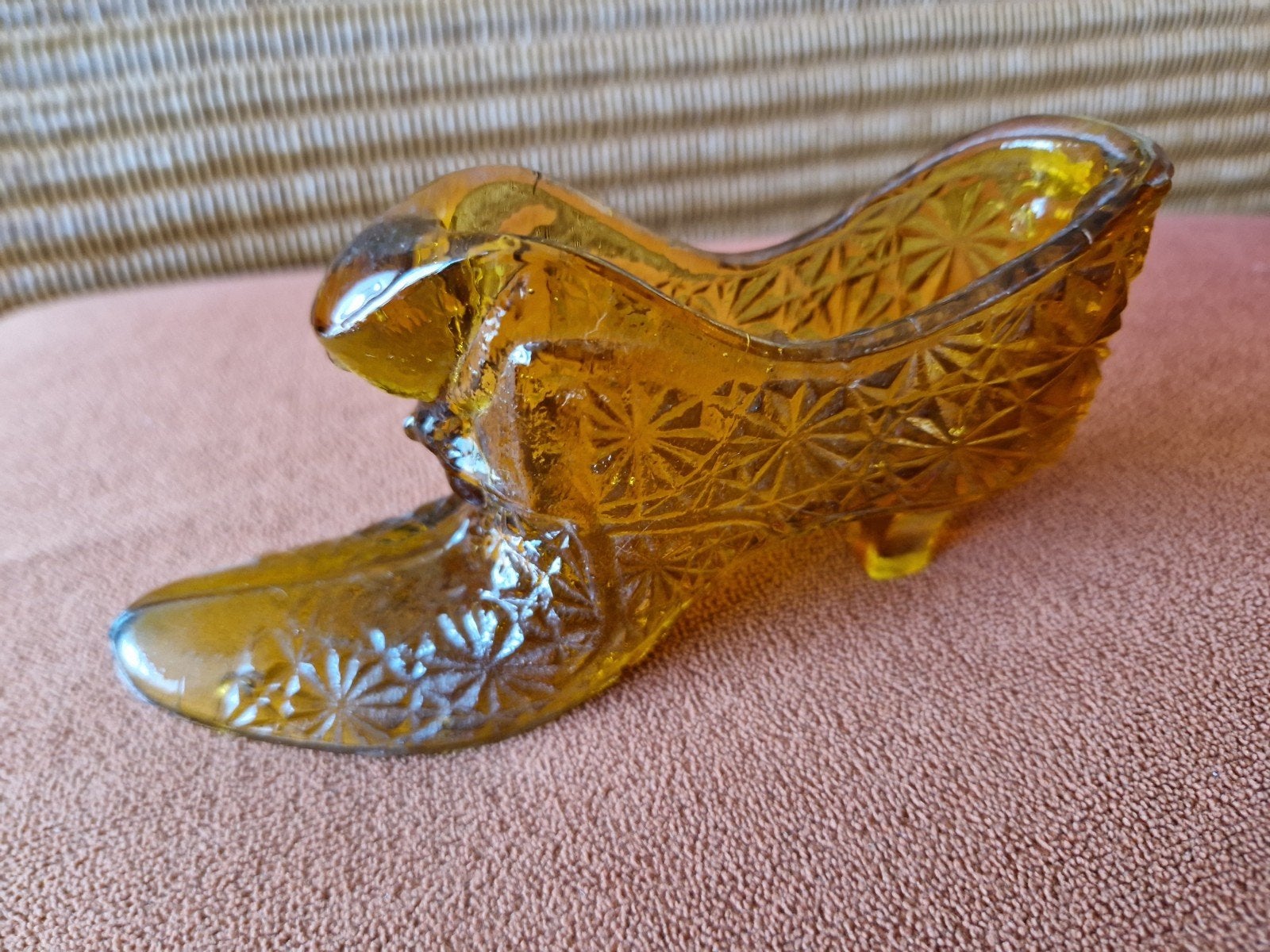 Vintage Amber Glazen Schoentje - Decoratief, Ophalen of Verzenden