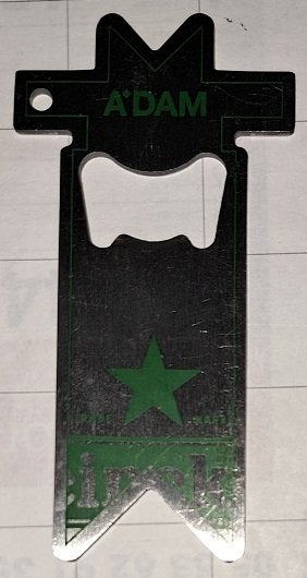 Heineken Flesopener Metaal A'DAM, Verzamelen, Biermerken, Ophalen of Verzenden, Gebruikt, Flesopener, Heineken