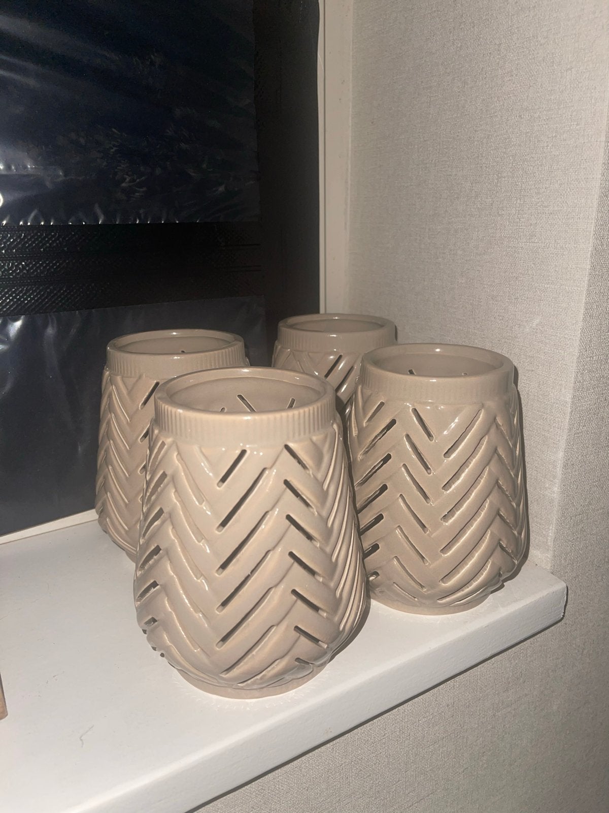 Riviera Maison Harringbone Windlicht Taupe, Overige materialen, Beige, Ophalen of Verzenden, Zo goed als nieuw