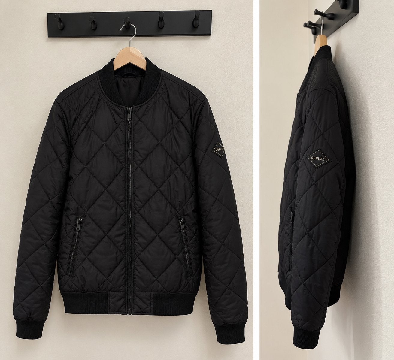 Replay Zwarte Bomberjack unisex heren vrouwen, Ophalen of Verzenden, Zo goed als nieuw, Overige maten, Zwart