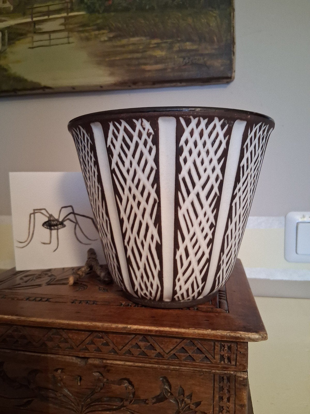 Mooie vintage bloempot uit West-Duitsland, gemerkt 831-15. D, Gebruikt, Rond, Binnen, Ophalen of Verzenden