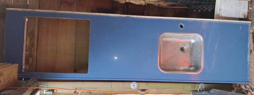 Aanrechtblad, Blauw, Ophalen of Verzenden, Zo goed als nieuw, 200 cm of meer