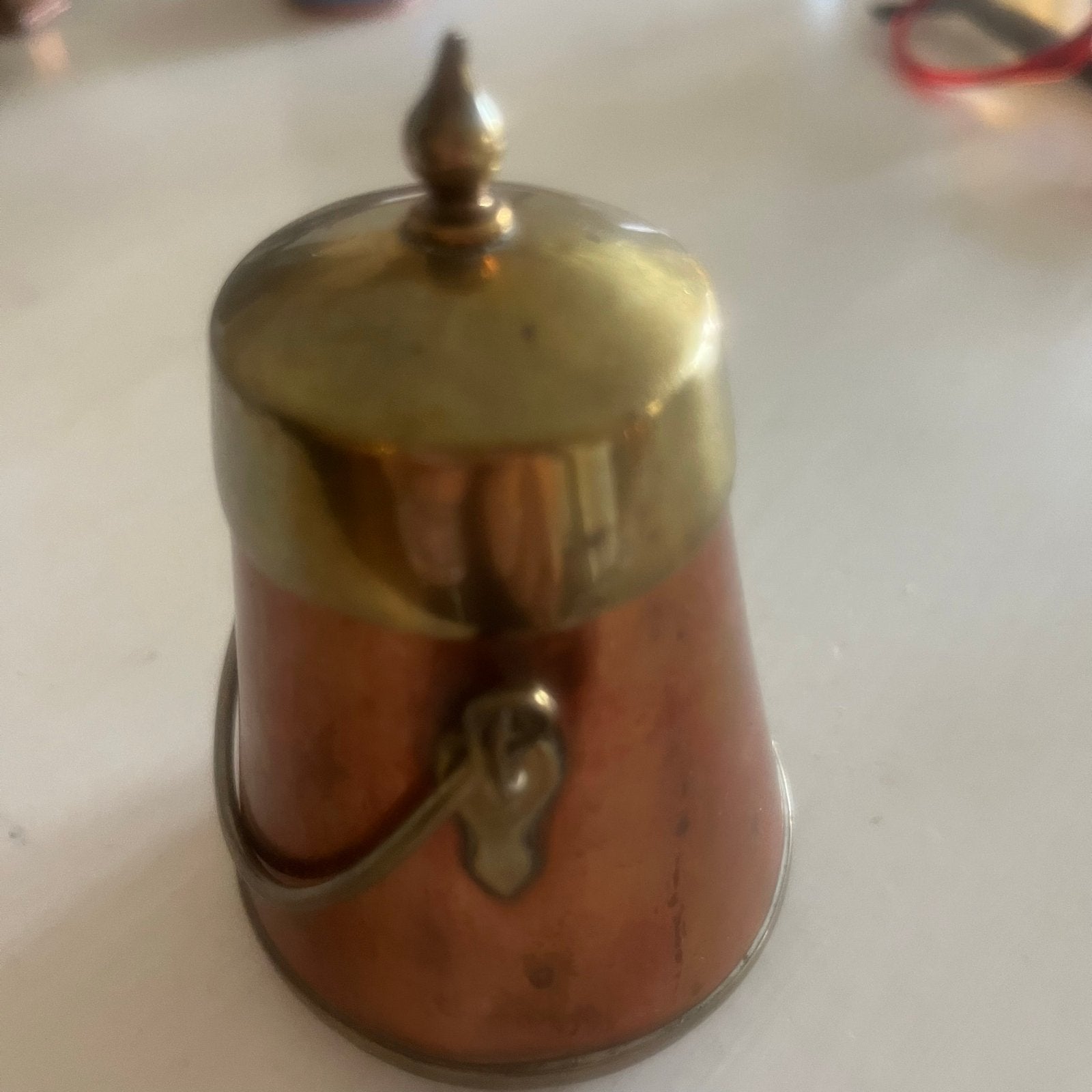 Antieke koperen miniatuur emmer met deksel, Ophalen of Verzenden, Koper