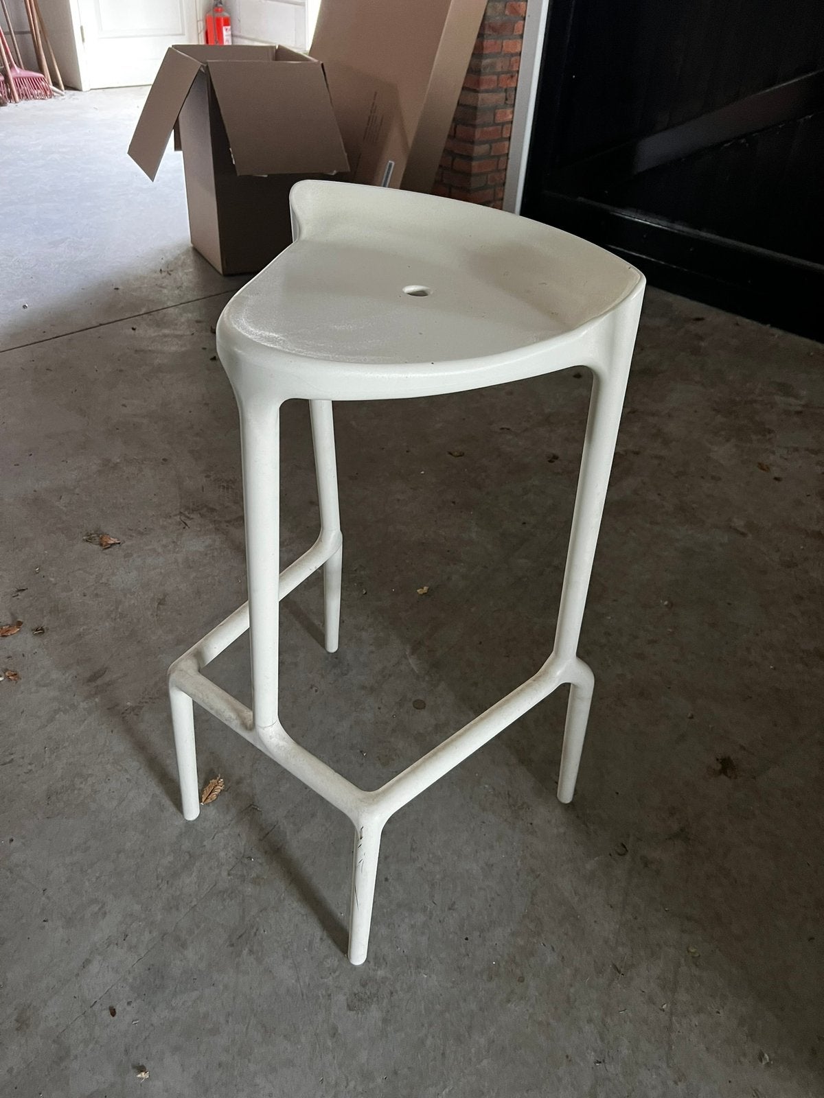 12x Pedrali Happy 490 barkruk wit | outdoor, Ophalen, Kunststof, Met voetsteun, 60 tot 90 cm