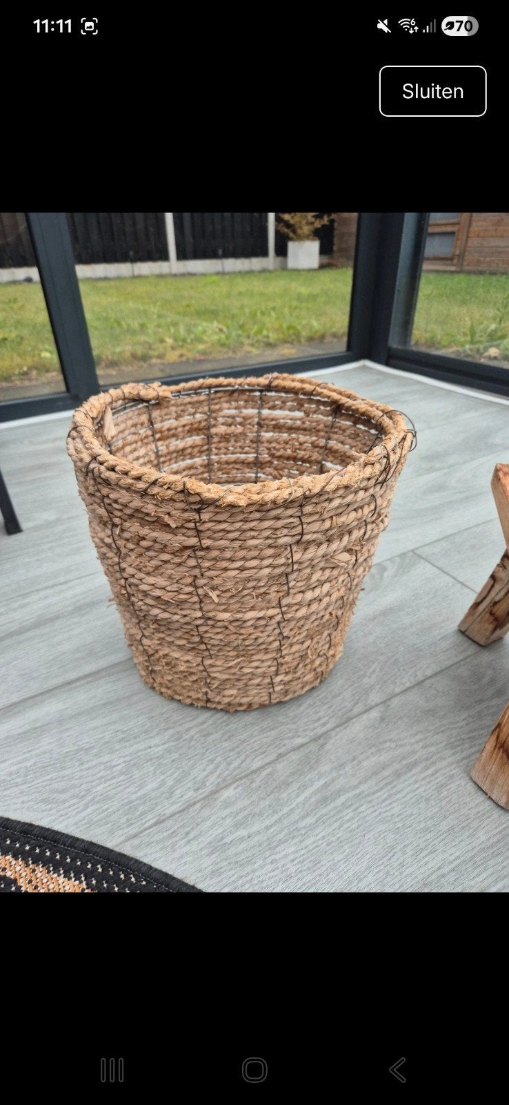 Rotan plantenmand - 40 cm hoog, Ophalen of Verzenden