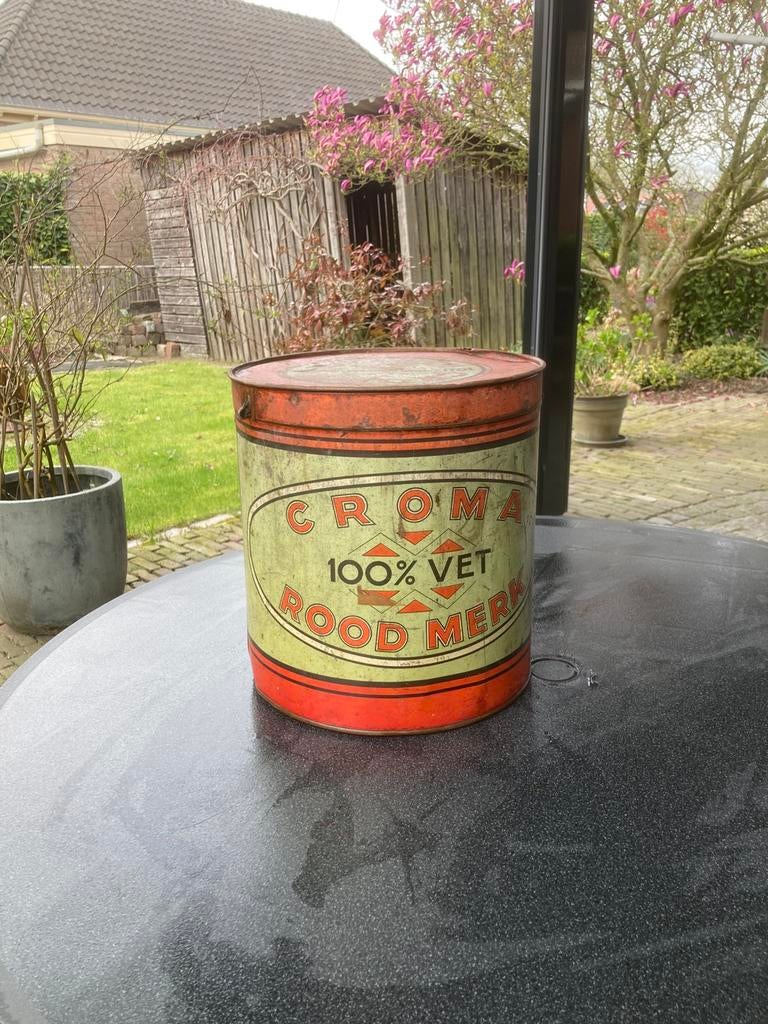 Vintage blik  Croma Rood Merk tbv korstdeeg., Verzamelen, Ophalen, Gebruikt, Overige, Overige merken