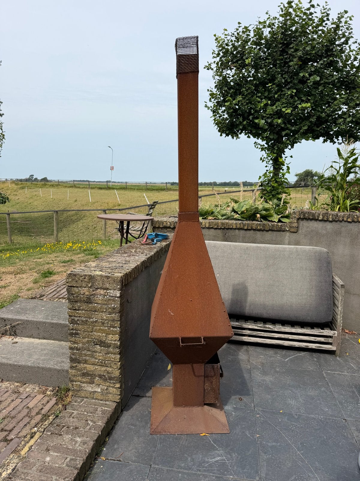 Rustieke Houthaard voor Buiten - Cortenstaal Tuinhaard, Ophalen, Gebruikt, Vrijstaande haard, Houthaard