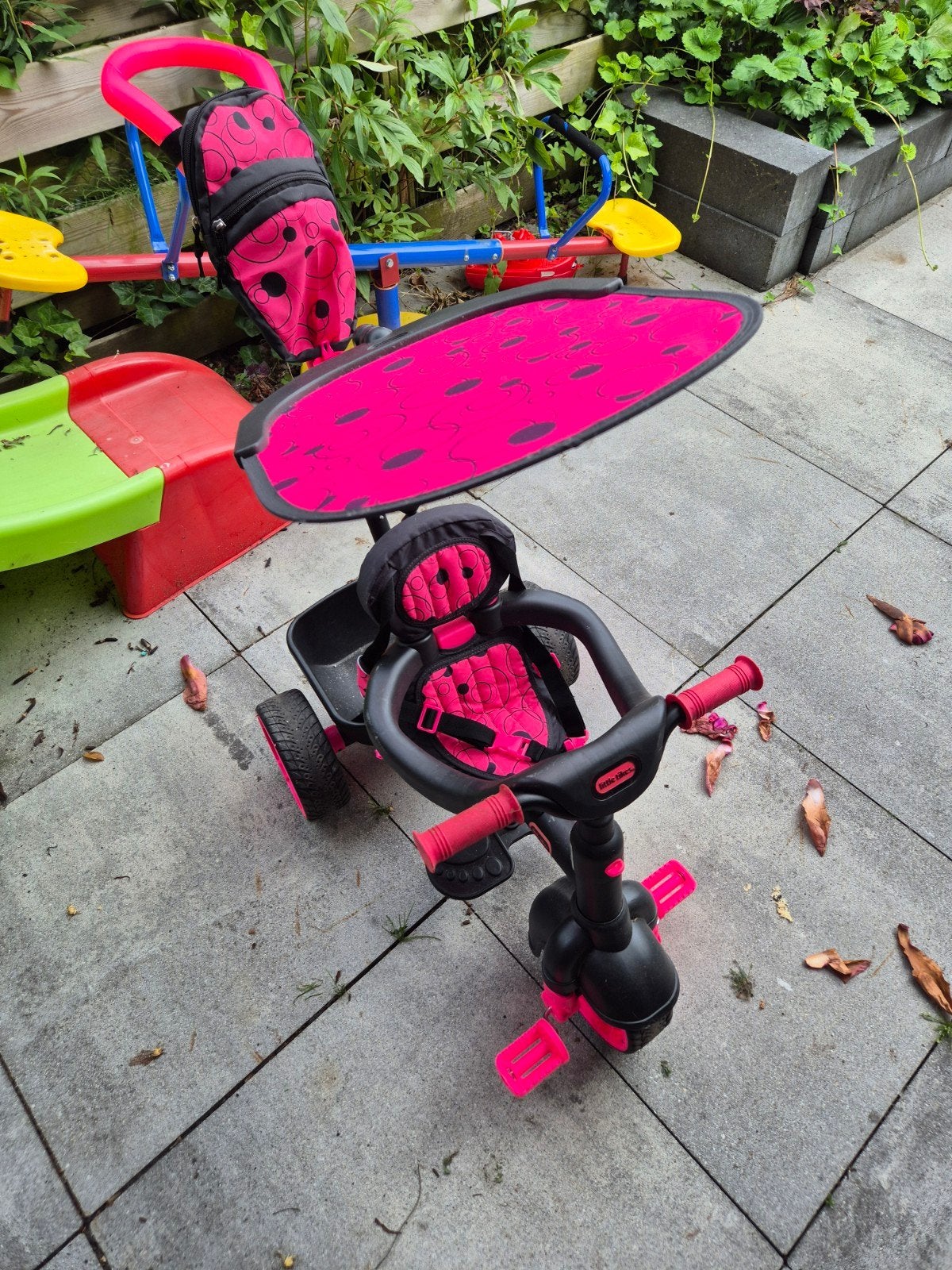 Little Tikes driewieler roze met duwstang en zonnekap, Ophalen, Gebruikt, Little Tikes, Duwstang