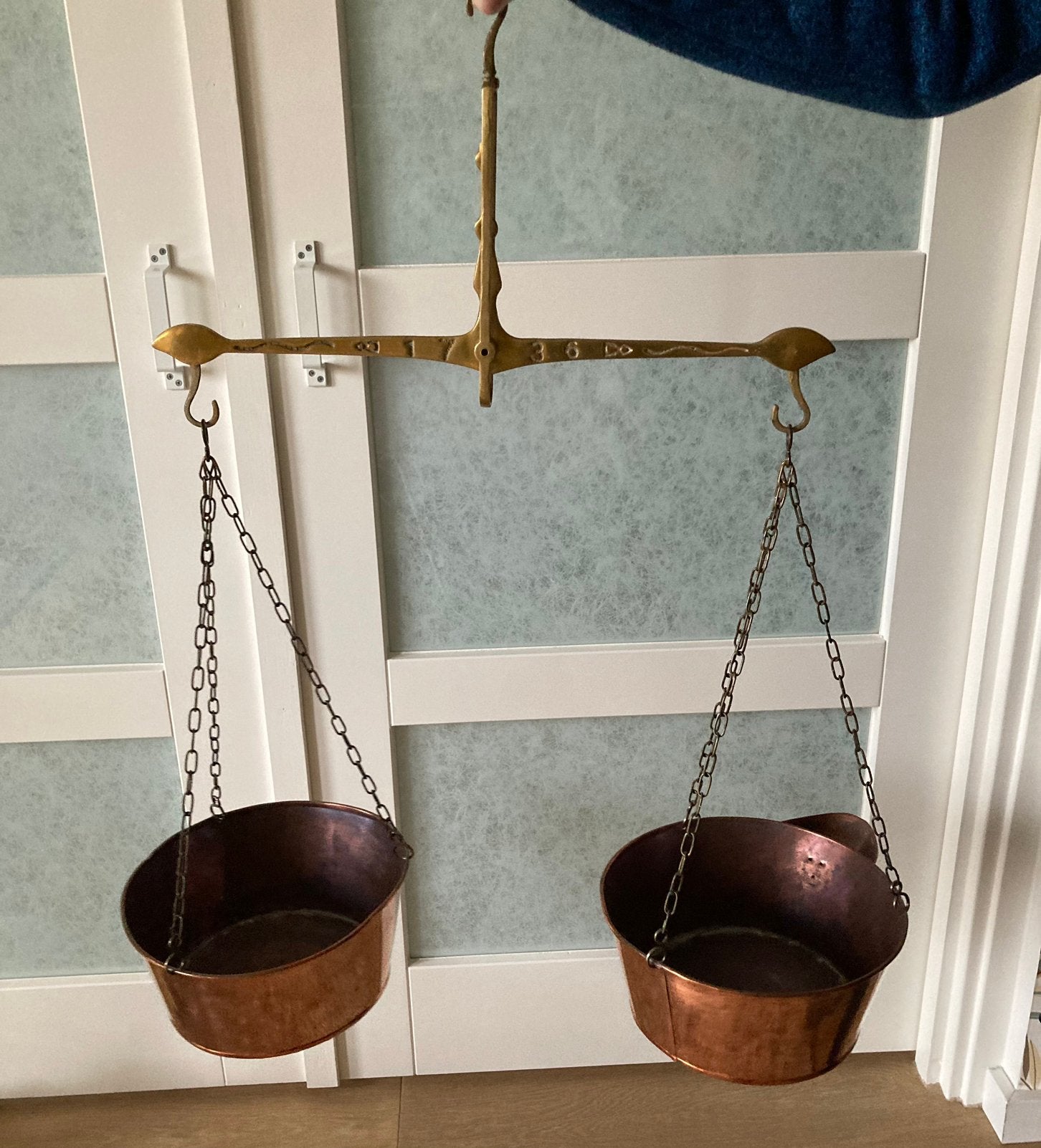 Grote koperen weegschaal - vintage, Ophalen of Verzenden