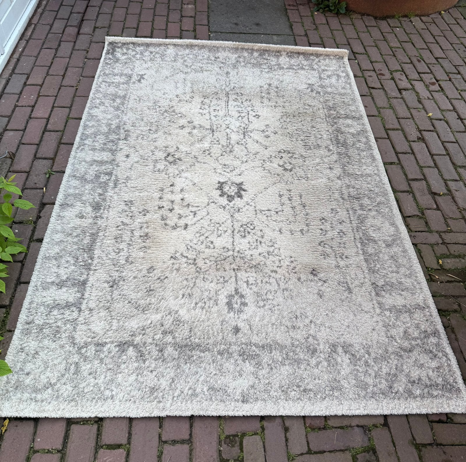vloerkleed grijs/beige, Ophalen, Gebruikt, Grijs, 150 tot 200 cm