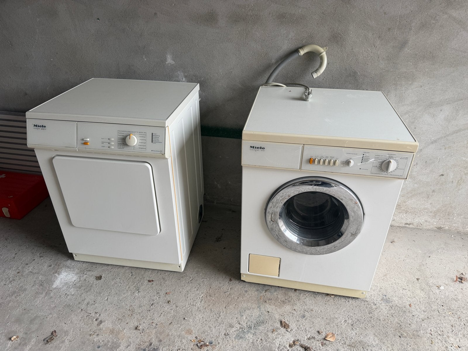 Miele Wasmachine en Droger Set - Gebruikt, Witgoed en Apparatuur, Wasmachines, Ophalen, 6 tot 8 kg, Voorlader, Wolwasprogramma