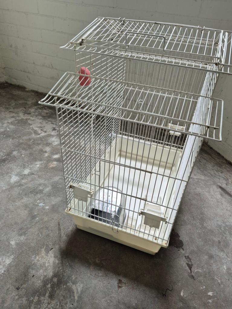 Grote witte vogel kooi, Ophalen, Gebruikt, Metaal, Vogelkooi