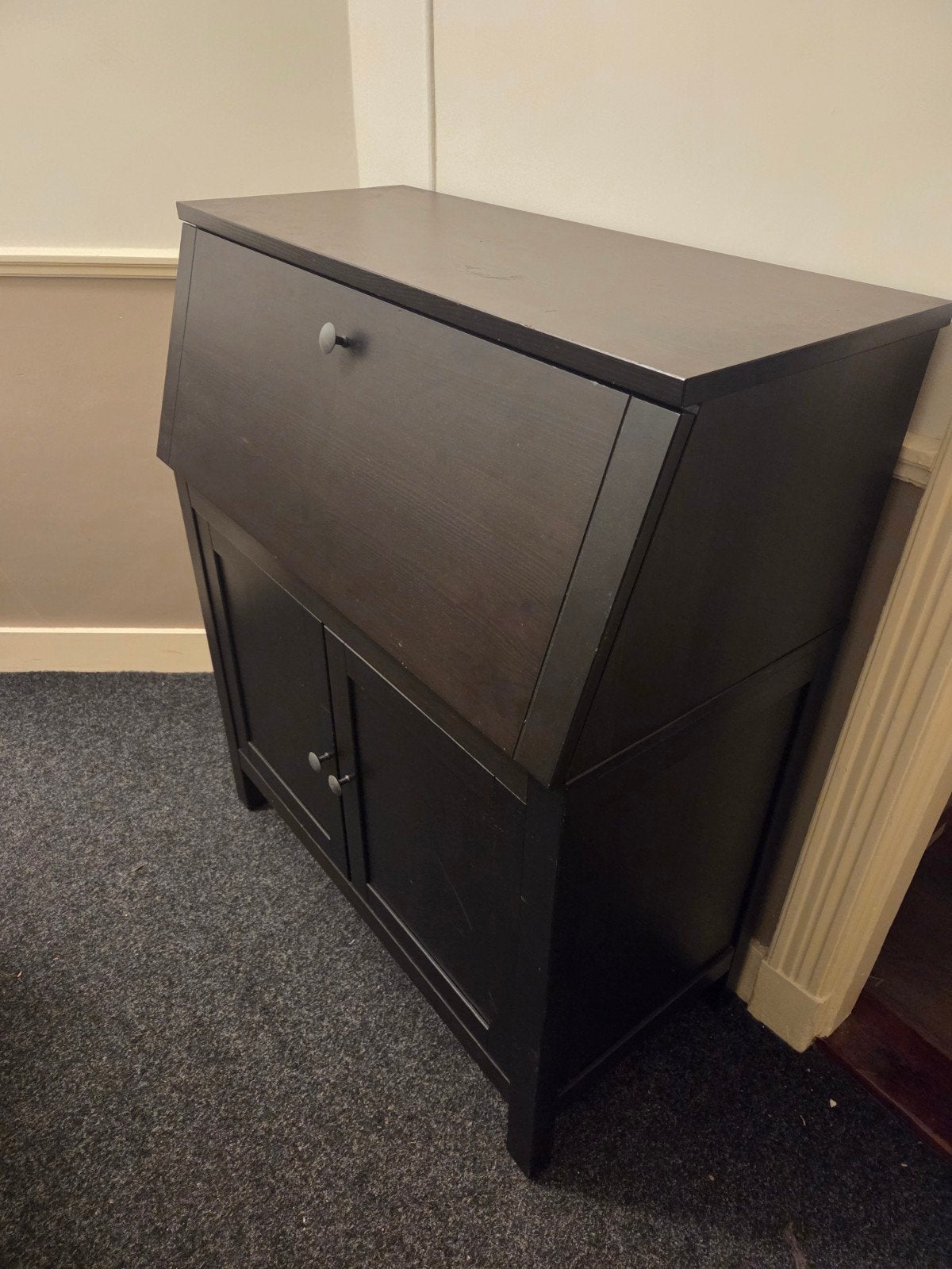 Donkerbruine Secretaire, Ophalen, Opbergruimte, Gebruikt, Hout