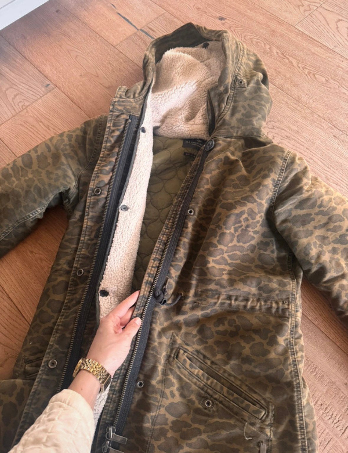 Maison scotch dames parka met grafische print, Kleding | Dames, Ophalen of Verzenden, Gedragen, Maat 38/40 (M), Groen