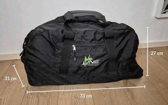 Zwarte duffel bag reistas groot 60 liter, Sieraden, Tassen en Uiterlijk, Tassen | Reistassen en Weekendtassen, 30 cm of meer, Zwart