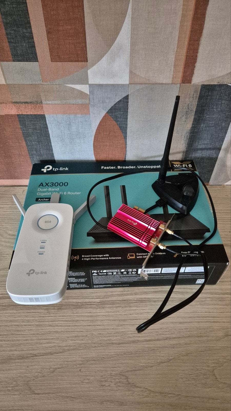 TP-Link Archer AX55 Router, RE550 Range Ext. & AX3000 PCI, Computers en Software, Routers en Modems, Ophalen of Verzenden, Zo goed als nieuw