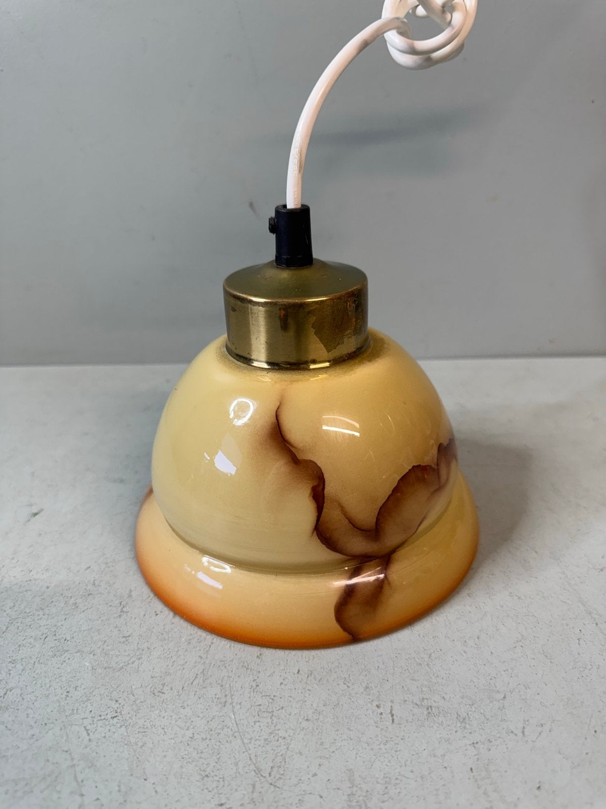 Vintage Art Deco glazen lamp met marmer look, Ophalen of Verzenden