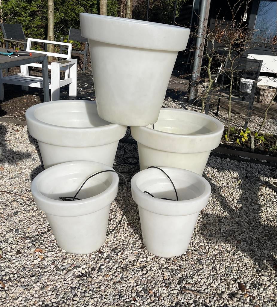 5 BLOOM verlichte bloempotten Small en Lagre, Ophalen, Kunststof, 40 cm of meer, Rond
