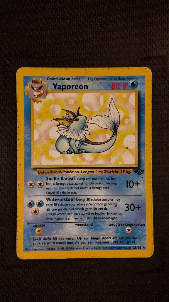 Vaporeon 1 28 Jungle | Pokemon kaart, Ophalen, Zo goed als nieuw, Losse kaart