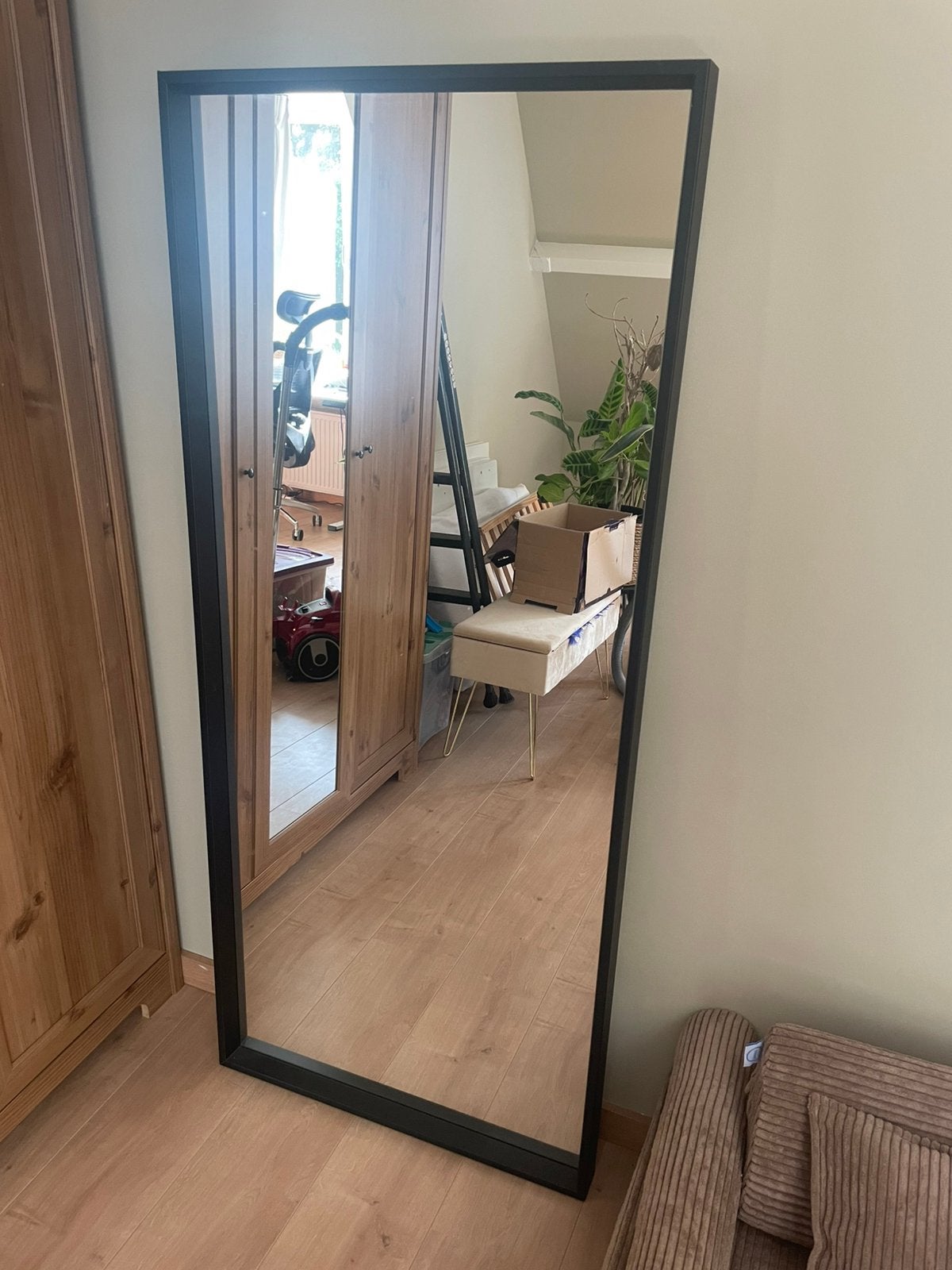 IKEA Nissedal spiegel zwart 65x150 cm, Huis en Inrichting, Woonaccessoires | Spiegels, Ophalen, Zo goed als nieuw, 150 tot 200 cm