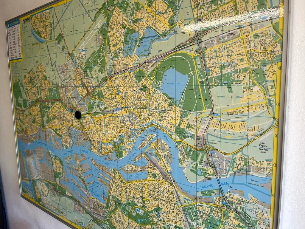 Magnetische Landkaart/Plattegrond Rotterdam 120x90 cm, Boeken, Atlassen en Landkaarten, 2000 tot heden, Ophalen of Verzenden, Nederland