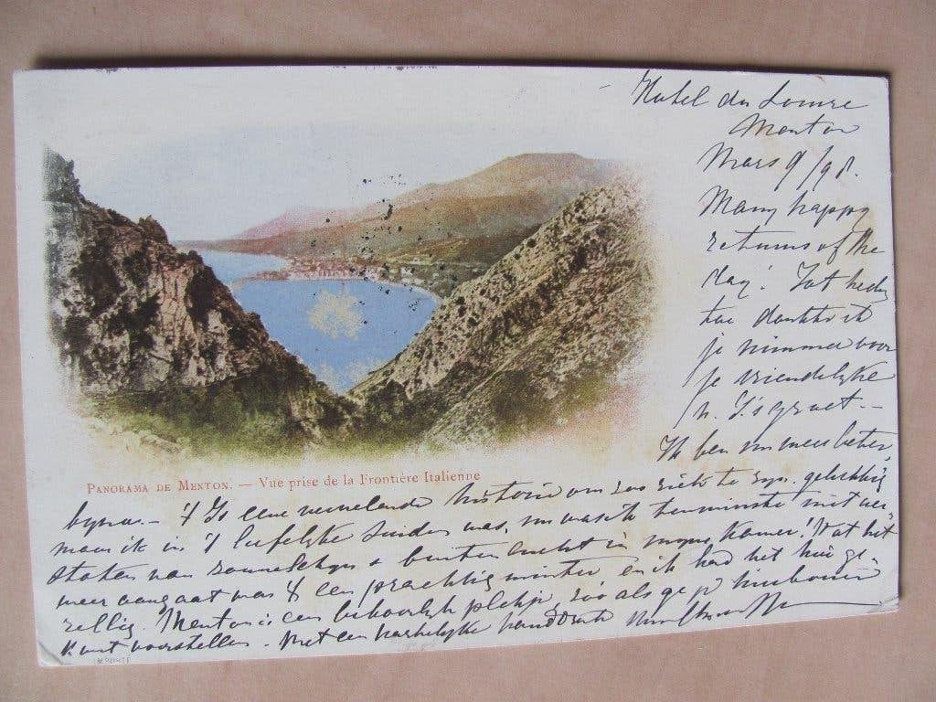 Menton 1898 Vue prise de la frontiere Itallienne, Ophalen of Verzenden, Voor 1920, Gelopen, Frankrijk