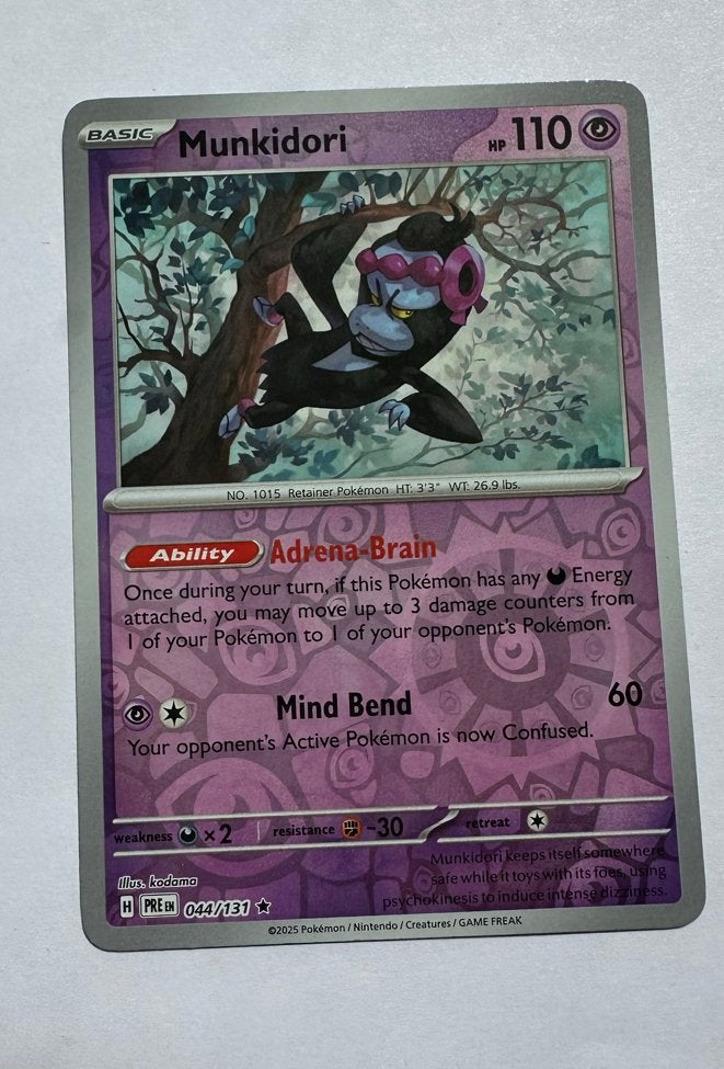 Munkidori Pokémon Kaart - Basic 110 HP, Hobby en Vrije tijd, Ophalen of Verzenden, Zo goed als nieuw, Losse kaart
