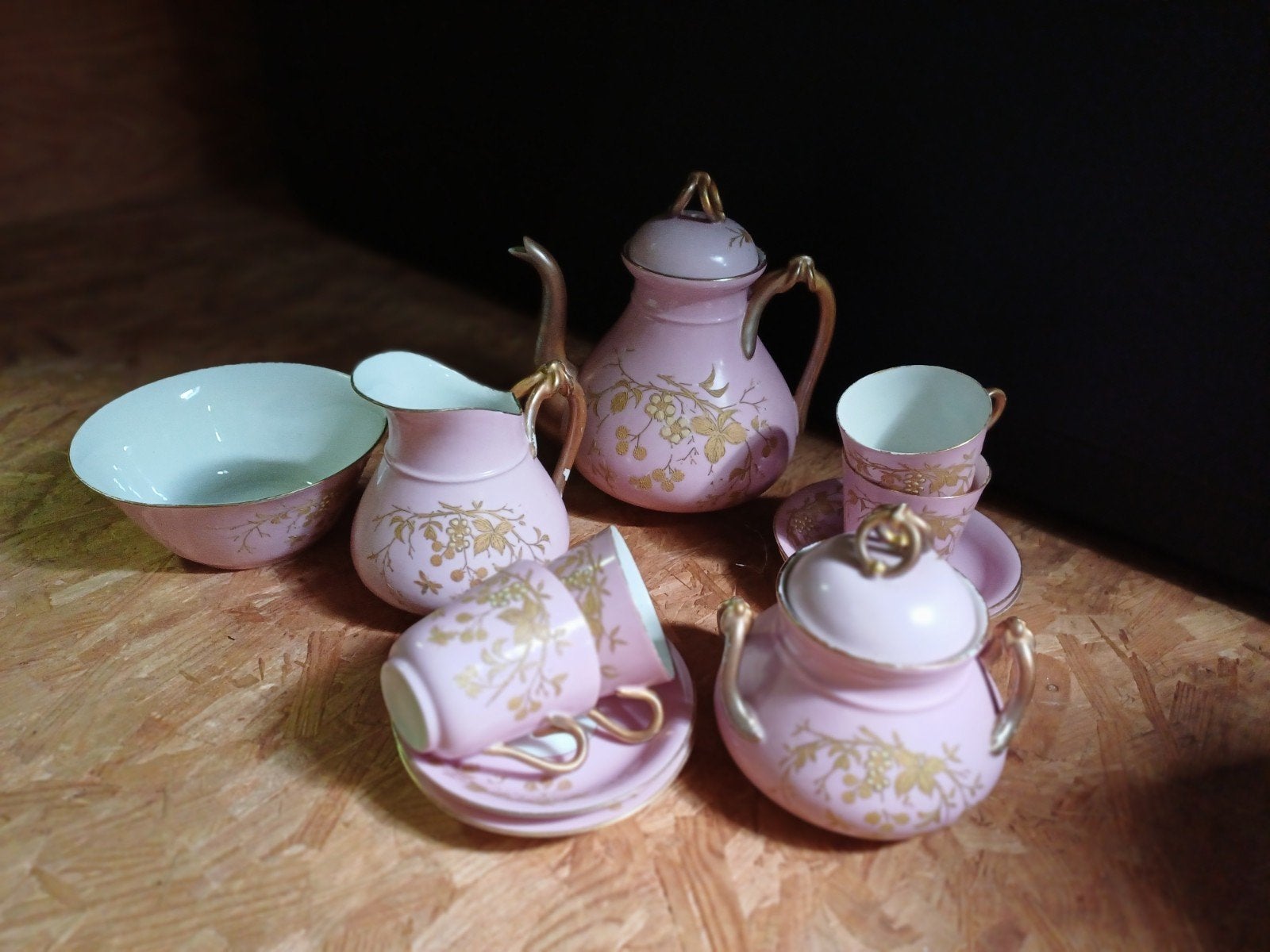 Antiek Frans servies, roze., Ophalen of Verzenden