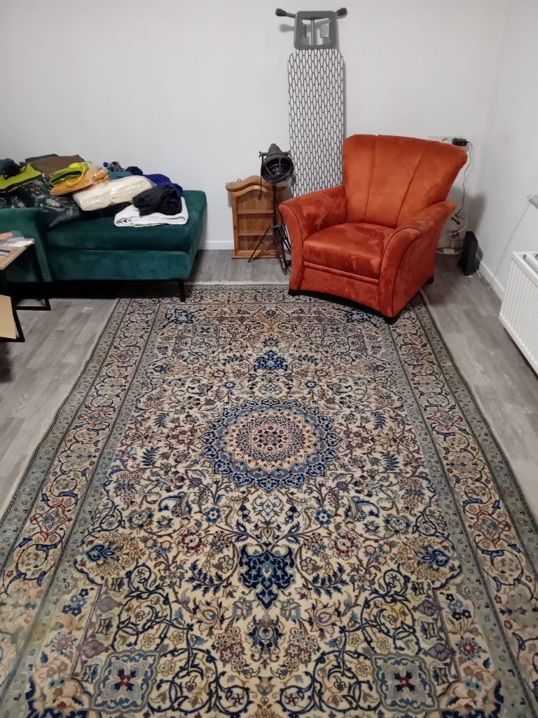 vintage tapijt Perzisch lichtblauw 3.20 x 2.00, Huis en Inrichting, Ophalen, Gebruikt, 200 cm of meer, 200 cm of meer