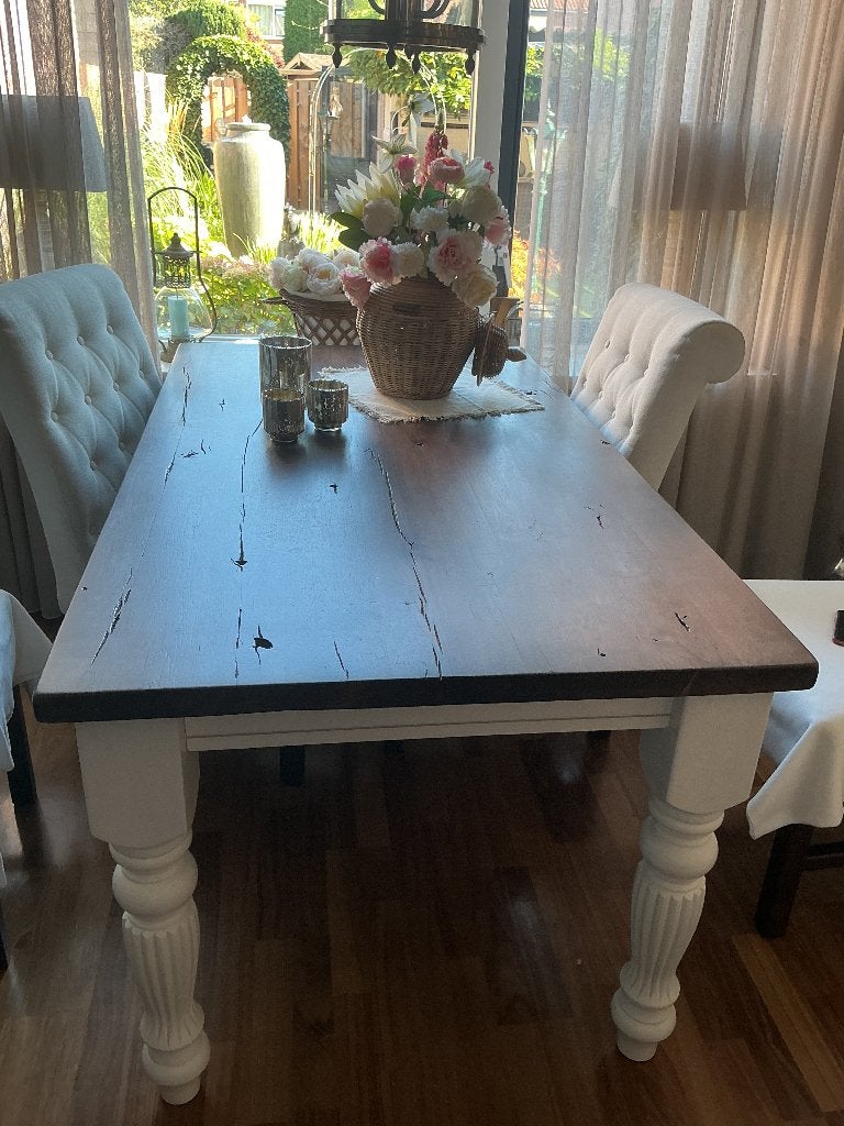 Mooie tafel bruin wit 160/90/78, Ophalen, 100 tot 150 cm, Wit bruin, 50 tot 100 cm