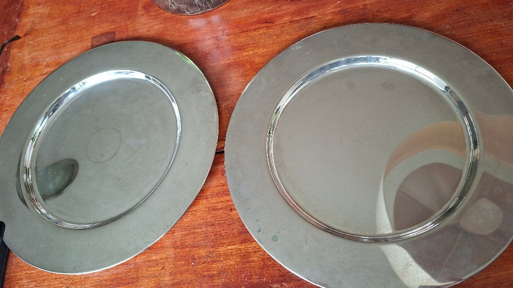 Twee zilverkleurig schalen, Ophalen, Overige materialen, Schaal, Rond