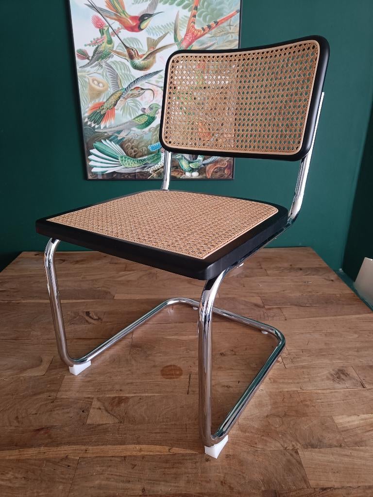 8x Thonet stijl Cesca Breuer buisstoel zwart rotan webbing, Huis en Inrichting, Stoelen, Hout, Zwart, Vintage Bauhaus Design, Nieuw
