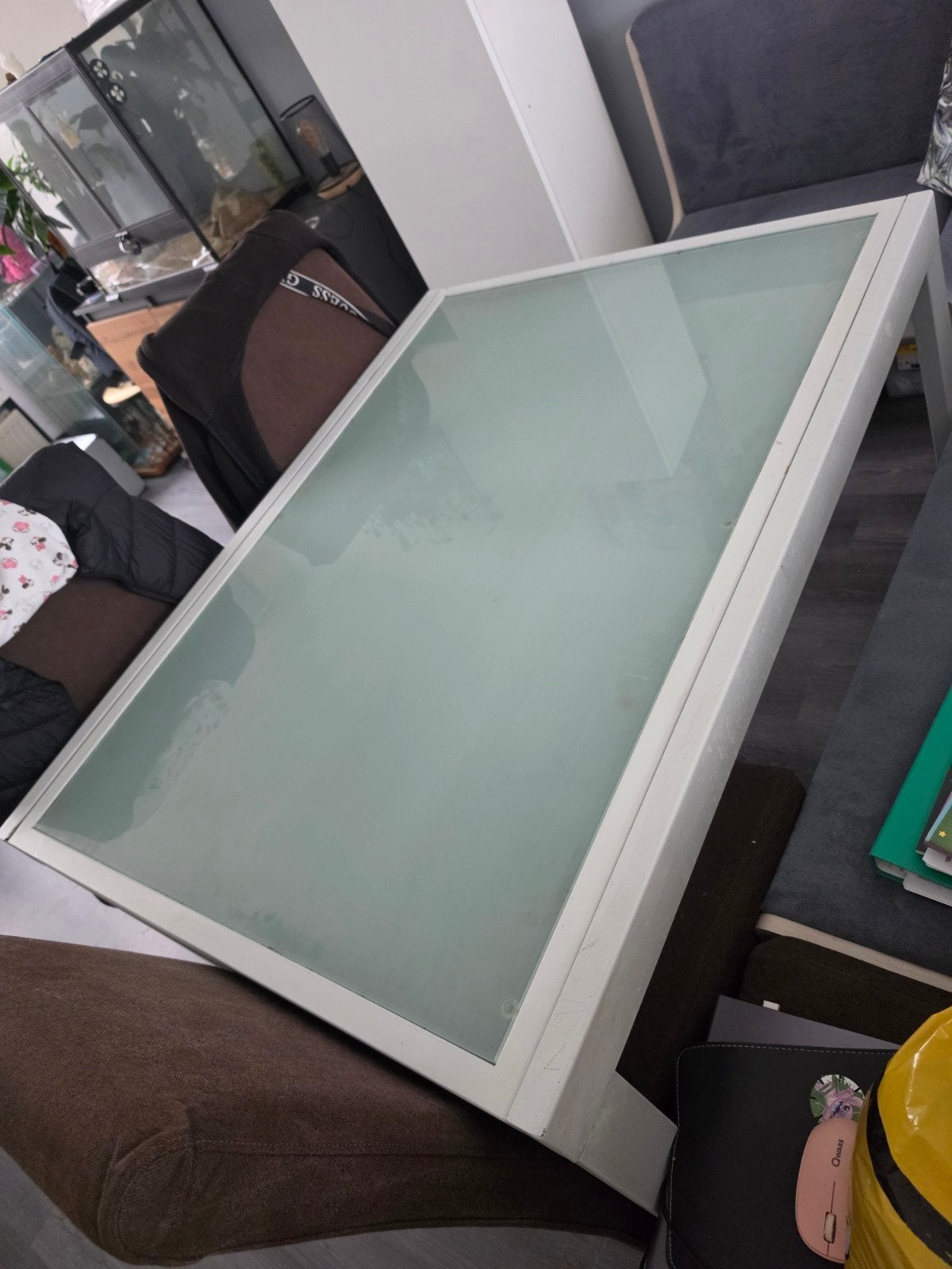Uitschuifbare glazen tafel, Huis en Inrichting, Ophalen, Gebruikt, Rechthoekig