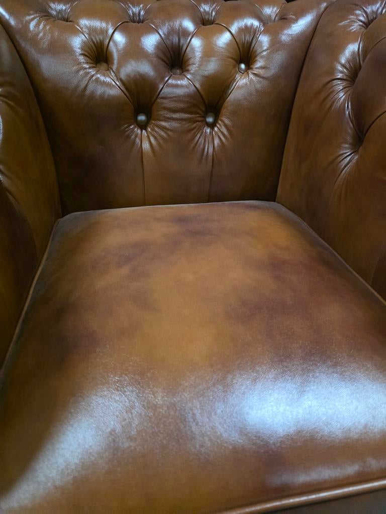 Chesterfield Club Fauteuil Cognac Leer - Bezorging gratis, ., Chesterfield, Nieuw, Ophalen of Verzenden