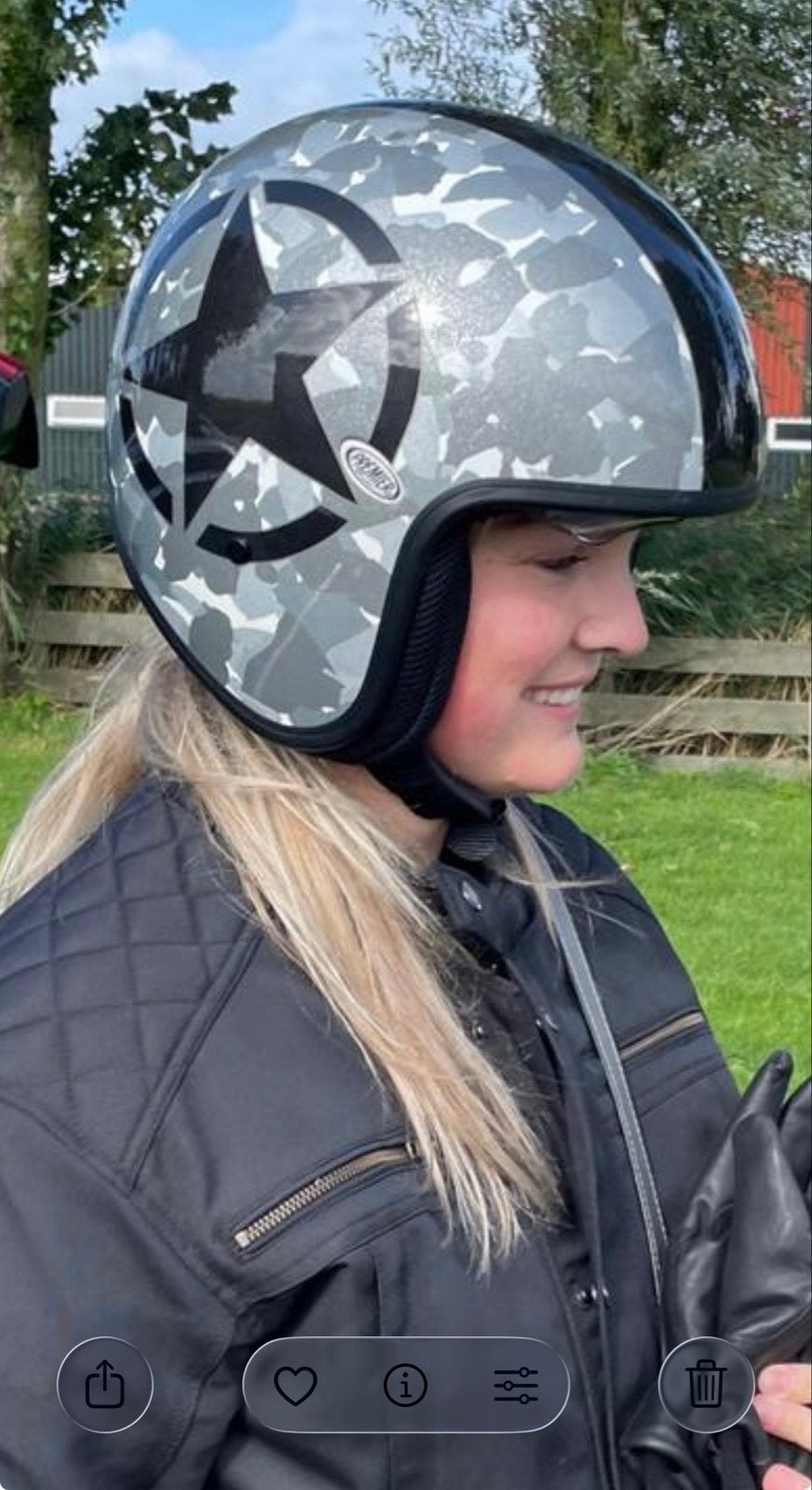 Premier Vintage Star Camo Silver Jethelm, Motoren, Overige merken, Jethelm, Ophalen of Verzenden, Dames