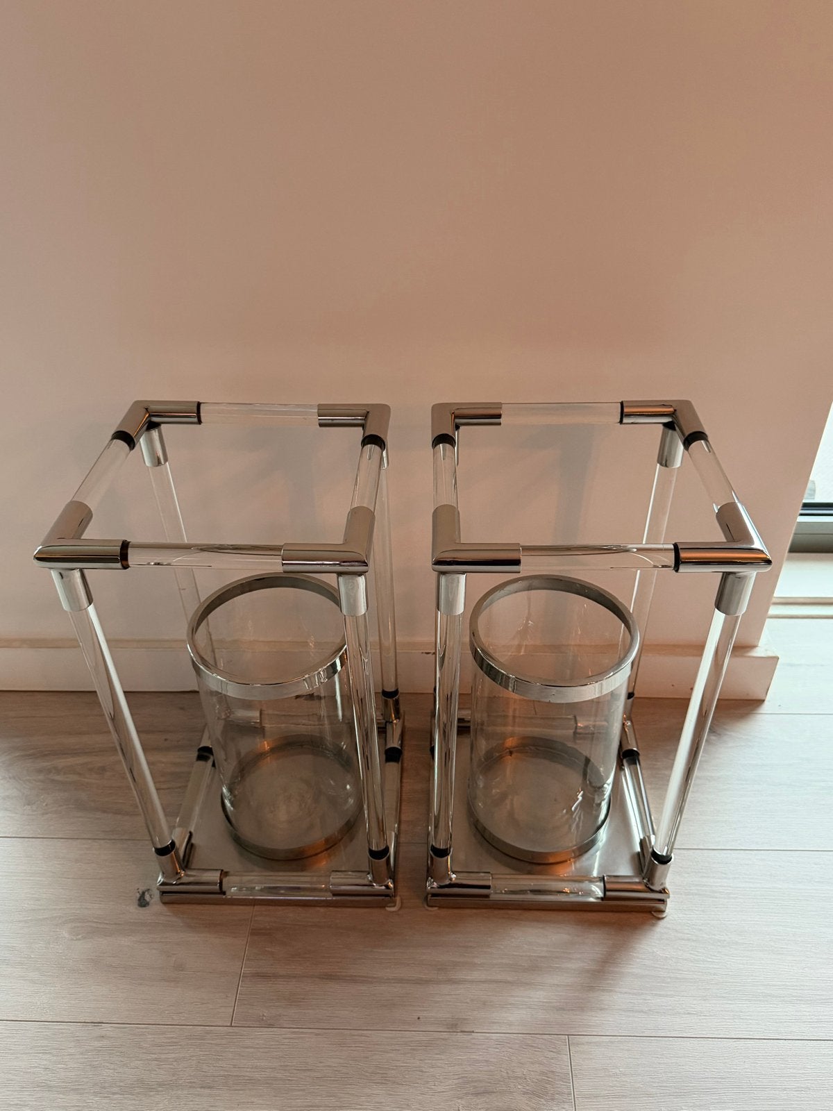 Set van 2 moderne windlichten van Richmond Interiors, Ophalen, Windlicht, Zilver, Glas