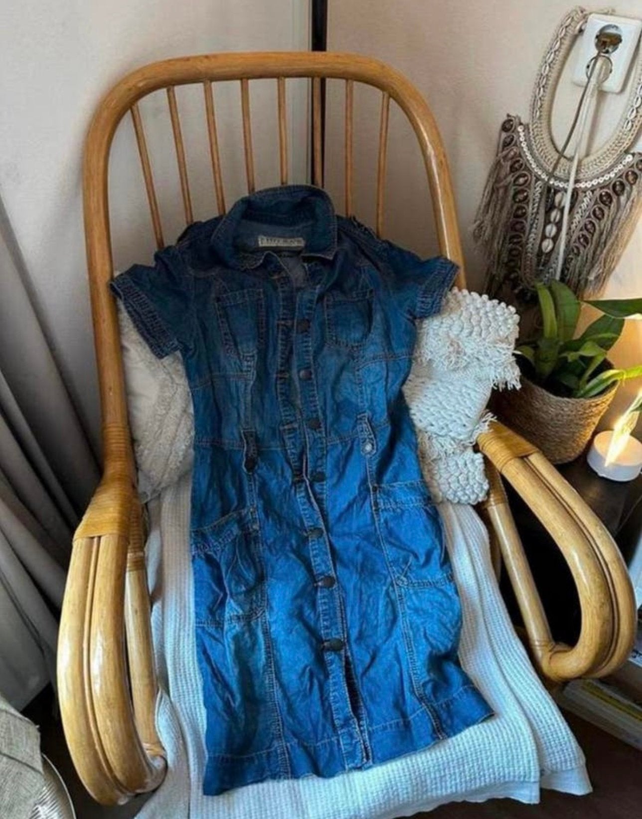 Vintage jeans jurk met knopen van fit jeans - maat 38, Kleding | Dames, Jurken, Maat 38/40 (M), Blauw, Ophalen of Verzenden, Zo goed als nieuw
