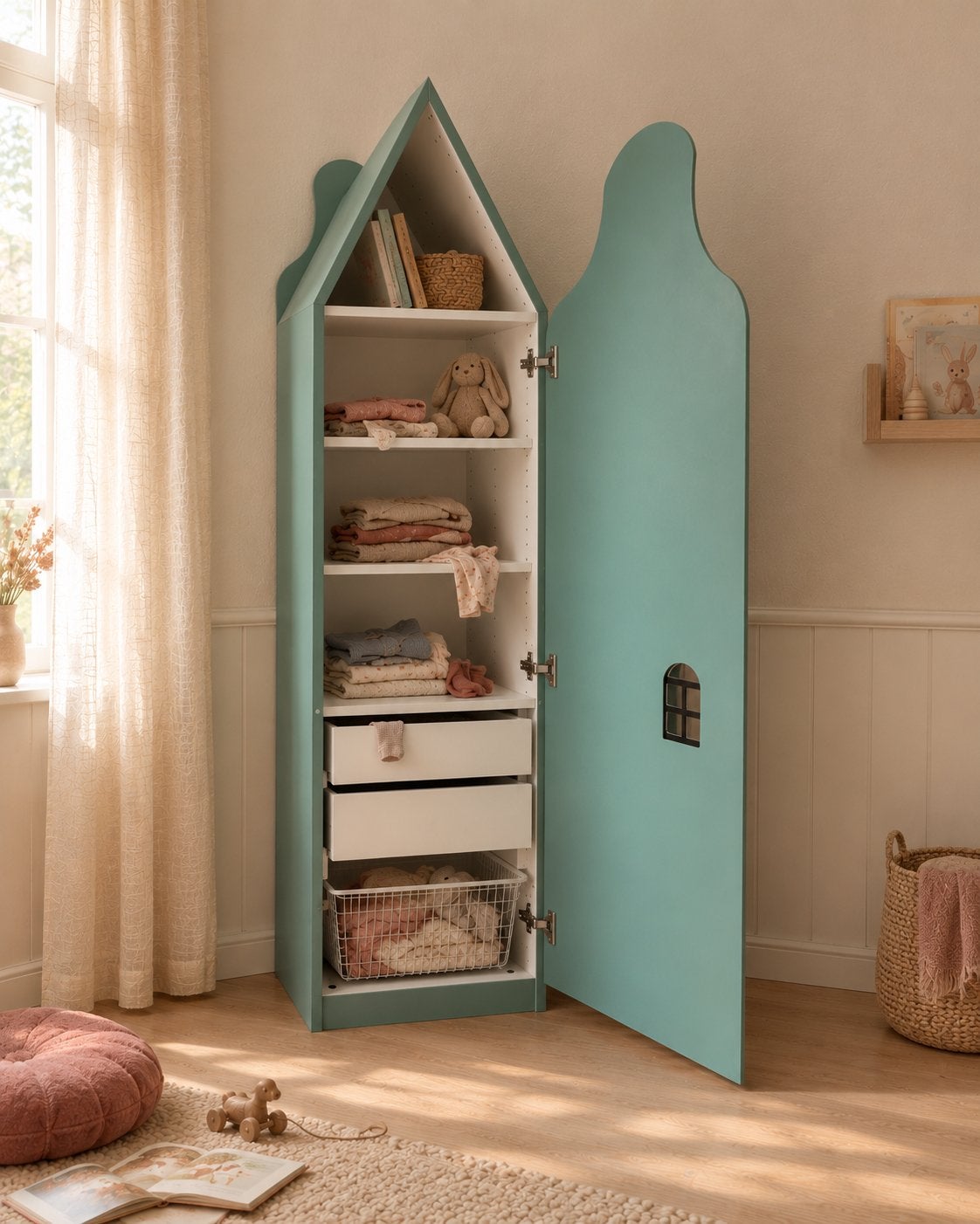 Kinderkast grachtenhuisjes (IKEA PAX, handgemaakt), Ophalen, 50 tot 70 cm, 105 cm of meer, Zo goed als nieuw
