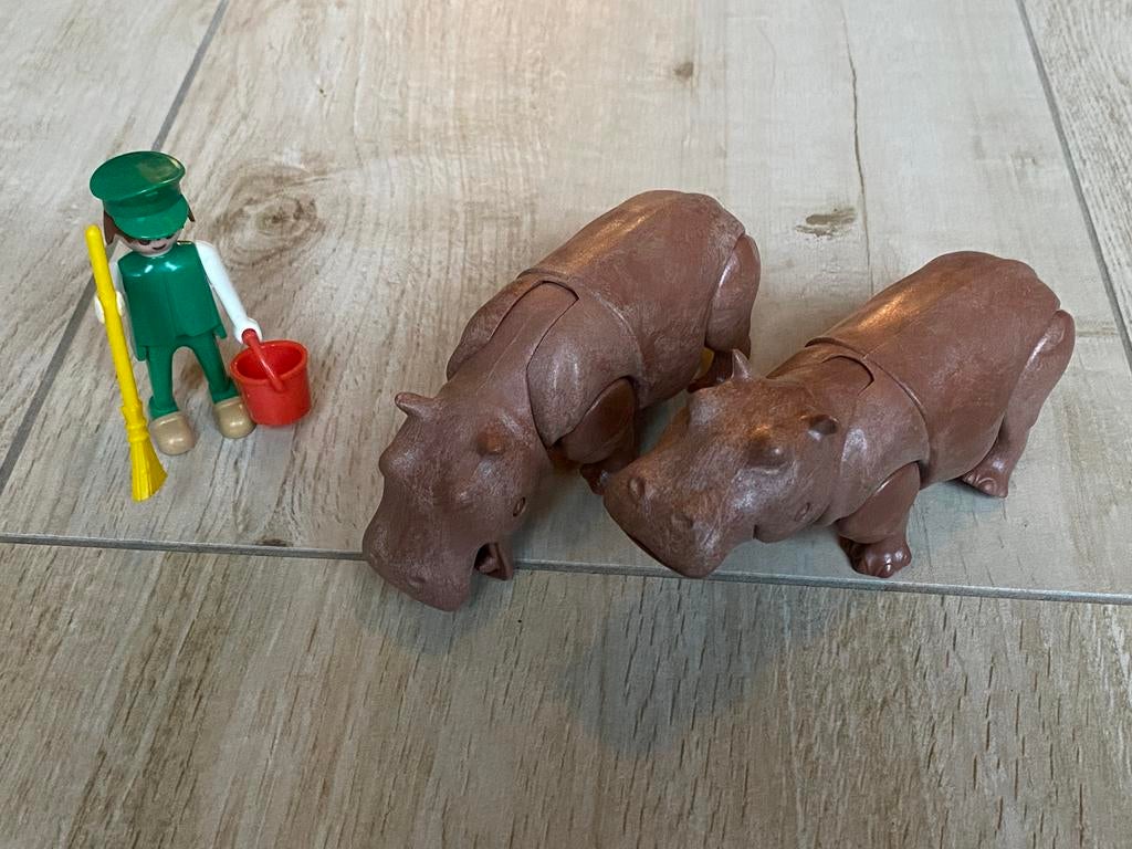 Playmobil vintage set 3547 verzorger met nijlpaarden, Ophalen, Zo goed als nieuw