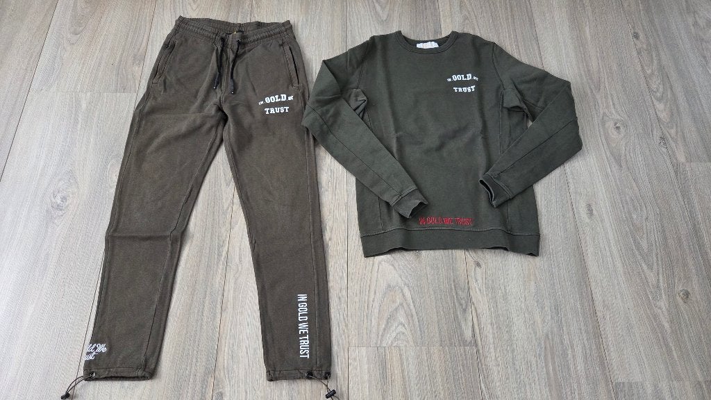 In gold we trust broek en trui maat xs, Kleding | Heren, Ophalen of Verzenden, In Gold We Trust, Gedragen, Groen