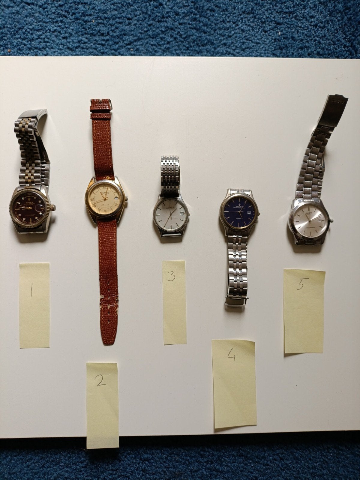 Diverse horloges - geen echte Rolex, Sieraden, Tassen en Uiterlijk, Overige merken, Staal, Gebruikt, Staal